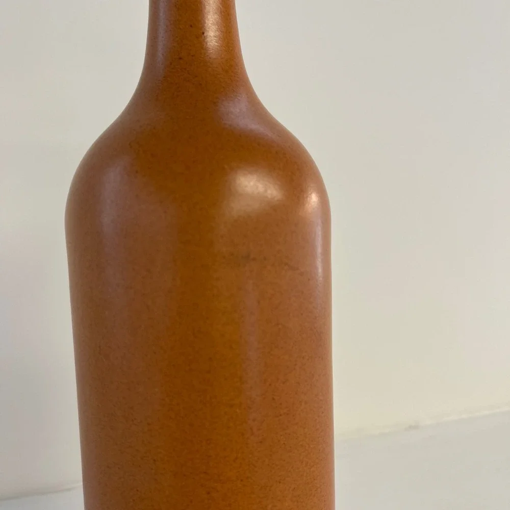 MKM Vintage German Stoneware Clay Bottle 0.75L Terracotta‎ Brown Glazed Vase